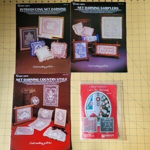 Vintage Lot of Lace Net Darning Leaflets and One Small Kit